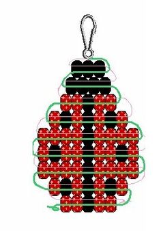 an ornament made to look like a christmas tree with red and green ornaments