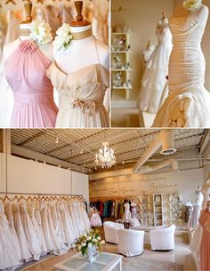 wedding gowns and bridal dresses are on display