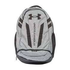 the under armour backpack is grey and black