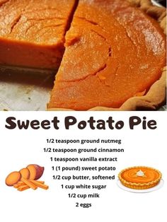 an advertisement for sweet potato pie with instructions