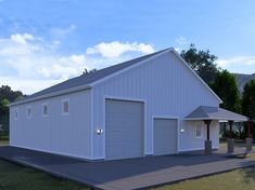 a two car garage with an attached carport