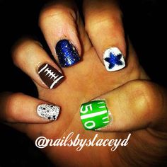 Dallas Cowboy nails Art Football Fingernails, Dallas Cowboy Nails, Dallas Cowboys Nail Designs, Cowboys Nails, Sport Nails, Dallas Cowboys Nails, Cowgirl Nails, Seahawks Nails