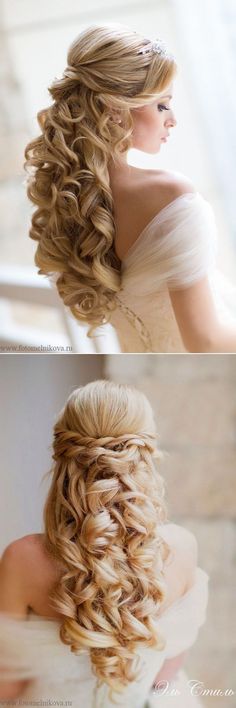 gorgeous half down loose curls wedding hairstyles Loose Curls Wedding, Hair Styls, Down Hairstyles For Long Hair, Sanggul Modern, Romantic Wedding Hair, Best Wedding Hairstyles, Hairstyles Updo, Wedding Hairstyles Half Up Half Down, Trendy Wedding Hairstyles