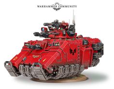 a red warhammer tank on a white background