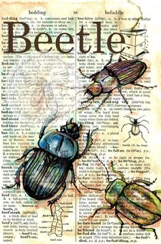 two beetles are sitting on top of an old book page with the words beetlele