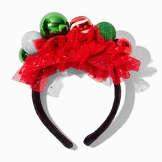 Claire's Ornament & Tulle Christmas Headband Christmas Headband Diy, Ornament Headband, Christmas Headbands, Crown Hair Clip, Glitter Headband, Festival Headband, Antler Headband, Christmas Hair Accessories, Glitter Headbands