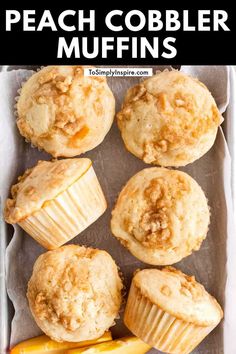 peach cobbler muffins in a baking tin