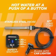 the hot water at a push of a button is shown with instructions for how to use it