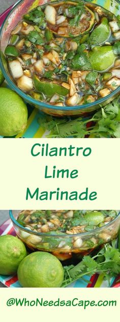 two bowls filled with cilantro lime marinade