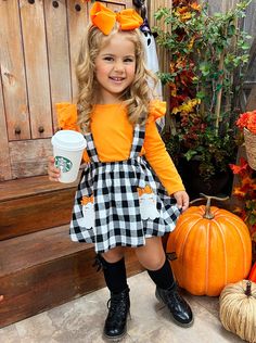 Girls Halloween Apparel | Ghost Overall Skirt Set | Mia Belle Girls