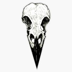 a black and white drawing of a bird's skull