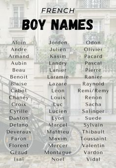 the names of french boy names in front of a building