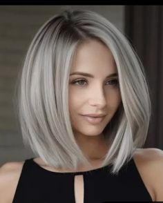 Hair Color Ideas Short Hair, Caramel Hair Color Ideas, Hair Color Short Hair, Short Hair Color Ideas, Hair Colour Ideas, Ice Blonde Hair, Ideas Short Hair, Angled Bob Hairstyles, Grey Hair Transformation