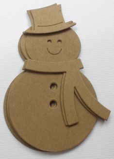 a cardboard snowman with a top hat and scarf