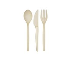 three forks and two spoons on a white background