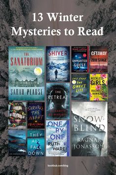 the book cover for 13 winter mystery books to read