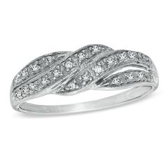 a white gold ring with diamonds on it