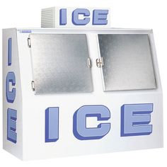 an ice box with two windows and the word ice on it