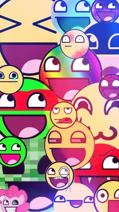 many different colored emoticions are grouped together