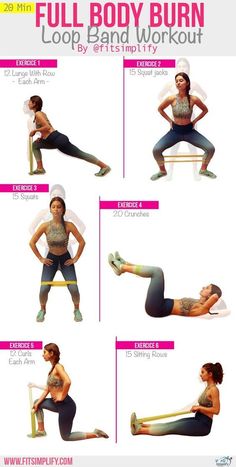 the full body burn workout is shown in four different positions, including one woman doing an exercise