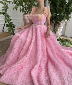 Rose Amelia Dreamy Gown | Teuta Matoshi Pink Tulle Prom Dress, Long Elegant Prom Dresses, Teuta Matoshi, Flower Prom Dress, Dreamy Gowns, Prom Dresses Long Pink, Haute Couture Gowns, Elegant Prom Dresses, Prom Dresses Sleeveless