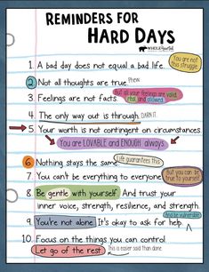 Buch Design, Self Care Bullet Journal, Bad Life, Therapy Worksheets, Hard Days, Positive Self Affirmations, Mental And Emotional Health, Social Emotional Learning, Self Care Activities