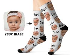 Personalized Socks / Custom Baby Face Socks / Custom Love Socks / Custom Gift For Mom Dad / Funny Birthday Day Gift / Custom Photo Socks---------------------------------------------------------------------#1 HOW TO ORDER1. ORDERChoose the size and purchase the listing2. SEND YOUR PHOTOSend us your photo via Etsy Conversation. If you're not sure which picture will fit best, you can send more than one. We'll work with the best picture.* Check our photo selection guidelines below for reference.3. C Fun Black Socks As Gift, Customizable White Socks For Gift, Customizable White Socks For Gifts, Customizable White Socks As Gift, Fun White Non-slip Socks, White Fun Non-slip Socks, White Non-slip Fun Socks, Cute Black Socks For Gifts, Cute Black Non-slip Socks