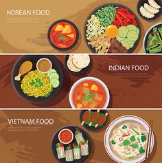 Food Indian, Asian Street Food, Vietnam Food, Korean Street Food, Food Logo Design, Food Web, Korean Dishes, Restaurant Menu Design