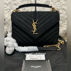 New With Dustbag High-end Black Shoulder Bag For Everyday Luxury, Ysl Toy Loulou, Mini Duffle Bag, Canvas Leather Tote Bag, Fringe Handbags, Trendy Purses, Canvas Leather Tote, Trendy Bags, Saint Laurent Bags