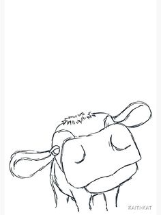 a black and white drawing of a cow