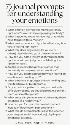 Journal Prompts to Understand Your Emotions Emotional Intelligence Journal Prompts, Journal Prompts For Processing Emotions, Self Awareness Journal Prompts, Therapy Journaling Prompts, Feel Your Emotions, Prompted Journal, Deep Conversation Starters, Deep Conversation