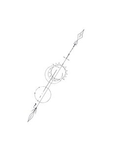 a black and white drawing of a long arrow with two arrows pointing to the right