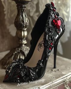 Vampire Shoes Aesthetic, Goth Wedding Heels, Dark Heels Aesthetic, Dark Wedding Shoes, Gothic Wedding Heels, Fantasy Shoes Heels, Vampire Heels, Gothic Wedding Shoes, Vampire Shoes