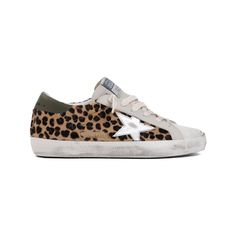 82703 GOLDEN GOOSE  SNEAKERS SUPER STAR IN LEOPARD-PRINT PONY SKIN Luxury Low-top Leopard Print Sneakers, Golden Goose Purse Black, Golden Goose Superstar, Fall Winter 2024, Star Logo, Sneakers For Women, Leather Cap, Super Star, Goat Leather