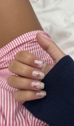 Starry Nails, Minimal Nails, Cute Gel Nails, Soft Nails, Gem Nails, Manicure Y Pedicure, Nail Art Ideas