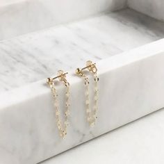 Dazzle up your favorite look with our Sparkle Chain Studs. We love to pair these with our sequin ear cuff for extra shine. Measures approx. 1.25" long14K Gold Filled. Sequin Earrings, Jewelry Gold Earrings, Earrings Cuff, Gold Sequin, Light Weight Earrings, Cuff Earrings, Rose Gold Earrings, Chain Earrings, Dainty Jewelry