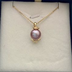 Aaaaa Quality Fresh Water Purple Pearl 100% Natural 11mm, Round, Flawless Pink-Purple Color With Metallic Luster, Highly Reflective Mirror Glare, Flawless No Birth Marks Msrp $240+ For Just The Pendant ‘Angel’ Pendant Made With 14k Gold Please 925 Silver And White Cz Stones. Pendant Size: 17mm X 13mm Comes With Gold Pleated 925 Silver Chain, Adjustable Length 42cm To 48cm. Includes Pendant Jewelry Box Elegant Purple Round Pearl Necklace, Birth Marks, Gold Chain Necklace Womens, Floating Pearl Necklace, Angel Pendant Necklace, Japanese Pearls, Natural Pearl Necklace, Beaded Collar Necklace, Pearl Jewelry Design