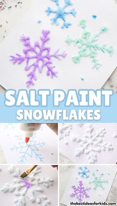 some snowflakes that are being made with salt paint