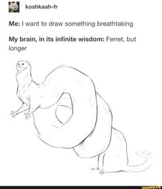 a drawing of an animal with the caption'me i want to draw something breathtaking my brain, in its infinite wisdom