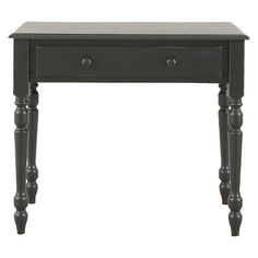 a small black table with two drawers