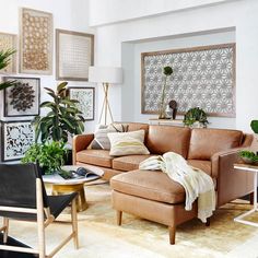 a living room filled with furniture and lots of plants