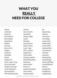 what you really need for college