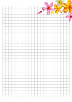 a sheet of graph paper with flowers on the top and bottom, as well as an empty