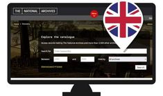 the national archives website displayed on a computer screen with an image of a british flag