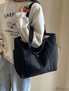 Bird in Bag - Elegant and Spacious Canvas Tote Bag for Fashion Enthusiasts School Bags Aesthetic, Black Tote Bag Aesthetic, College Laptop Bag, Tote Bag For School, Tote Bags For College, College Tote, College Tote Bag, Tote Bag Outfit, University Bag