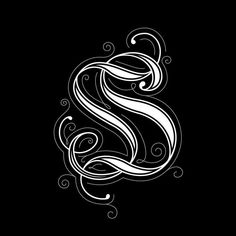 the letter s is made up of swirls and waves on a black background illustration