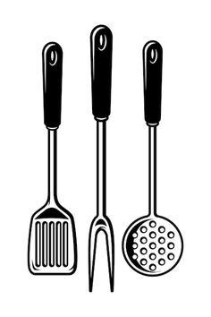 three kitchen utensils with spatulas on them