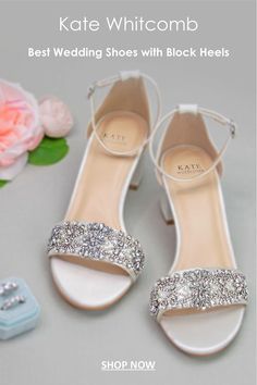 the wedding shoes with block heels are ready to go on sale at kate whitcomb