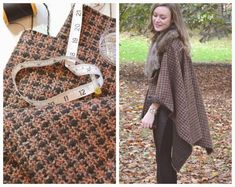 The blanket coat is this autumn’s cosiest trend.  These chunky capes seen in checks, stripes… Diy Shawl, Sewing Challenge, Wearable Art Clothing, Crochet Winter Hats