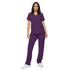 PRICES MAY VARY. 93% Polyester, 7% Spandex Imported Elastic closure Machine Wash PETITE AND REGULAR SIZING- Finally, a scrub set that fits everybody. Refer to our size chart for the perfect fit scrubs! PREMIUM STRETCH- Our Poly/Spandex blend scrub set is crafted from a high-quality blend of stretch fabric, ensuring durability, flexibility, and all-day comfort. 4 POCKET SCRUB TOP- Four convenient pockets and an ID badge loop make this scrub top a practical choice. LIGHTLY TAPERED CARGO SCRUB PANT Scrubs For Women, Fit Scrubs, Cute Scrubs, Black Scrubs, Women's Uniforms, Safety Clothing, Scrub Sets, Running Tops, Scrub Pants